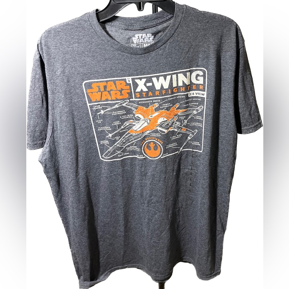 NWOT Grey Men's Star Wars Large The Rise of Skywalker X-Wing Schematic Frame Tee